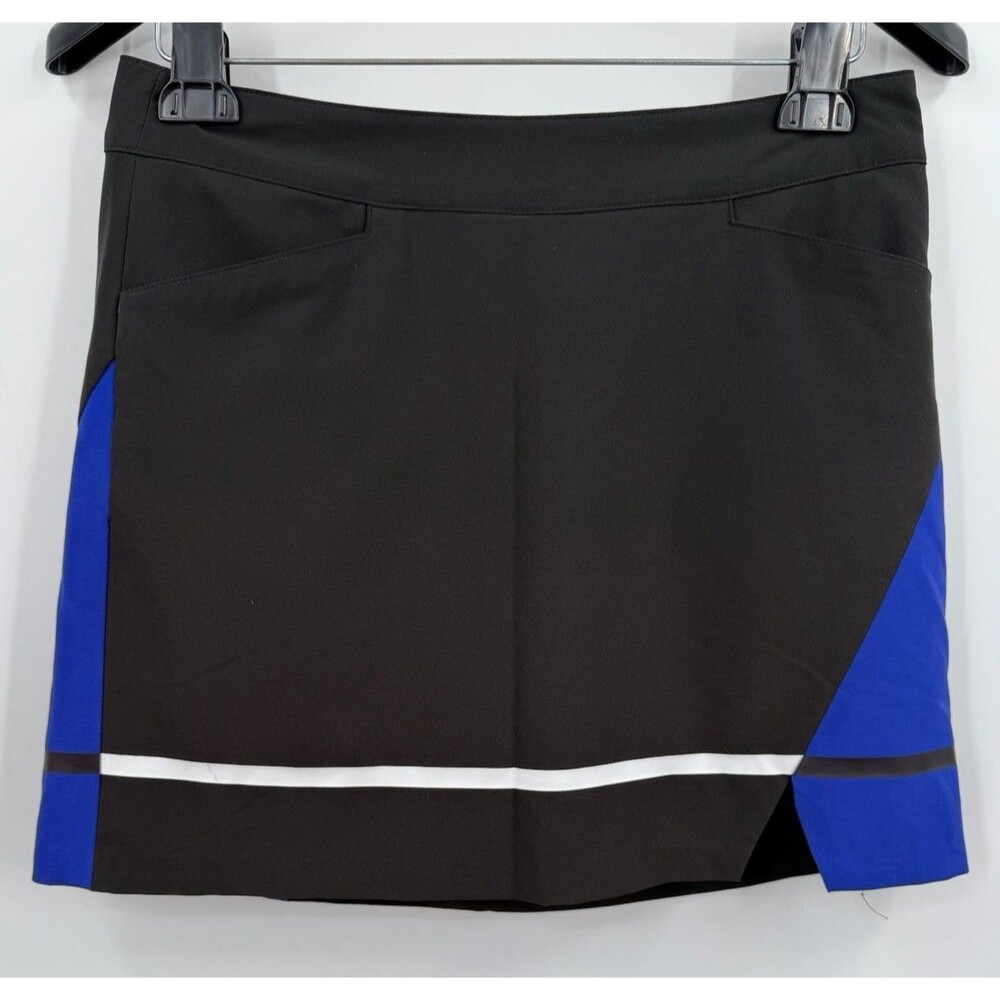 Slazenger Golf Skort Size 6 Skirt Black Blue Mini Colorblock Pockets Hydro-Dri